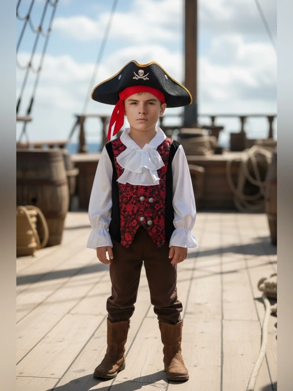 Boys Halloween pirate shirt and hat 7-9 - Picture 8 of 8